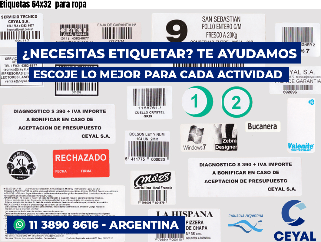 Etiquetas 64x32  para ropa