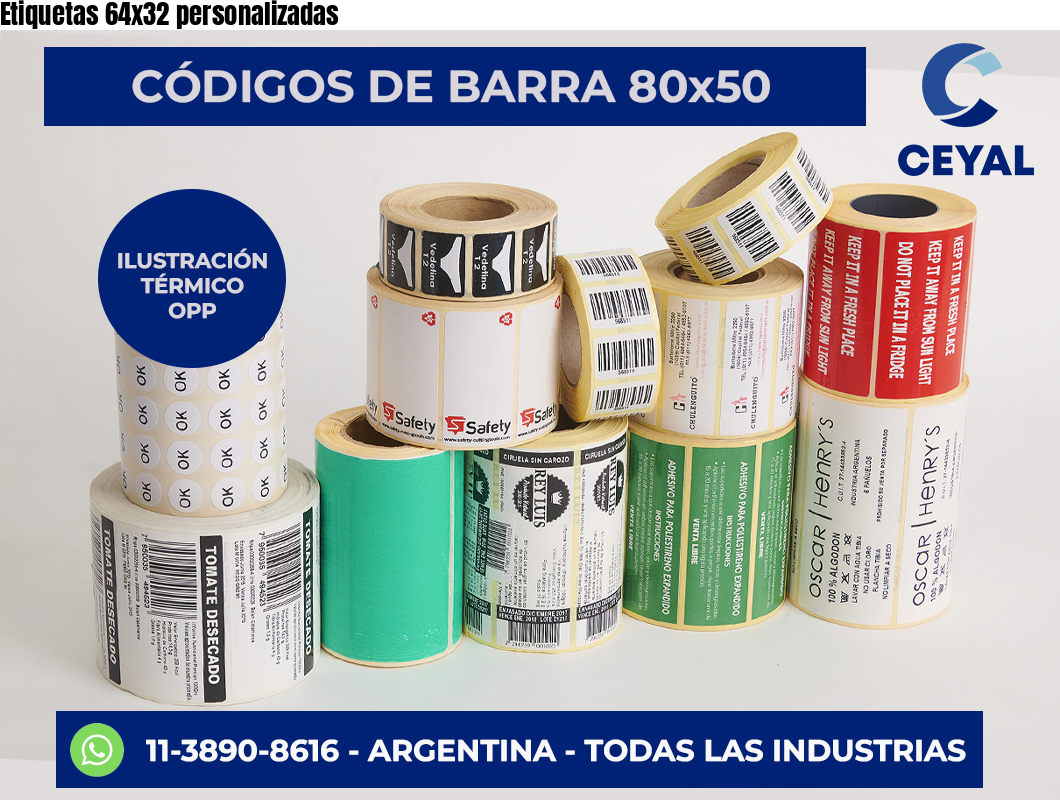 Etiquetas 64x32 personalizadas