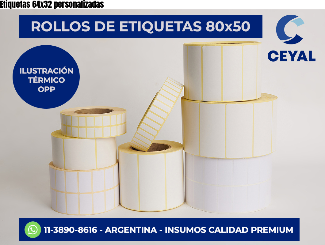 Etiquetas 64×32 personalizadas