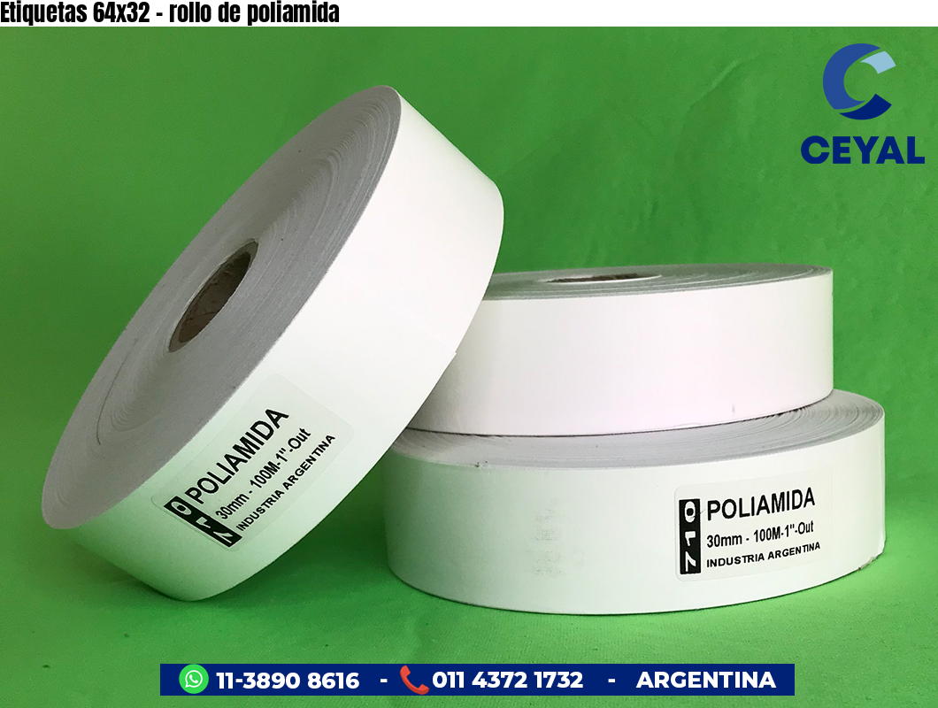 Etiquetas 64x32 - rollo de poliamida