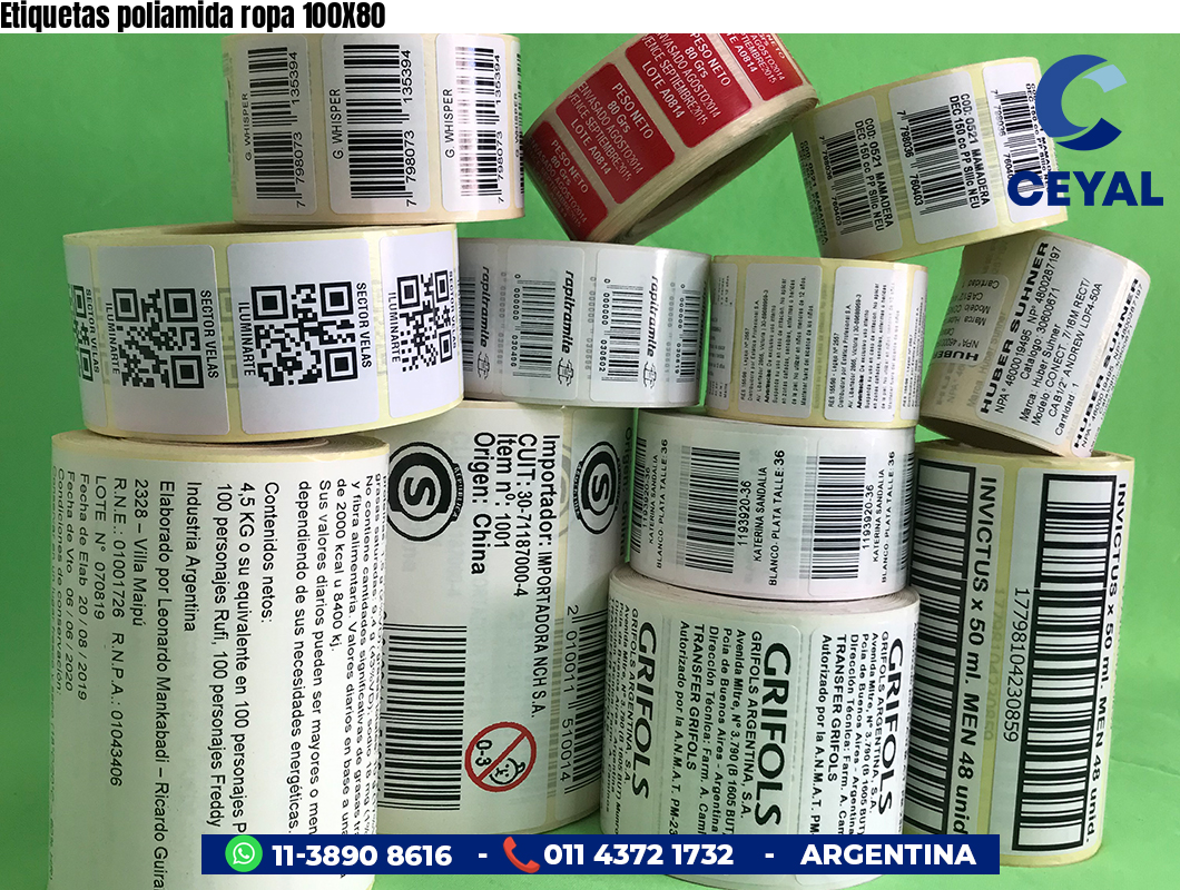 Etiquetas poliamida ropa 100X80