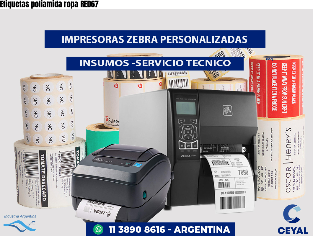 Etiquetas poliamida ropa RED67