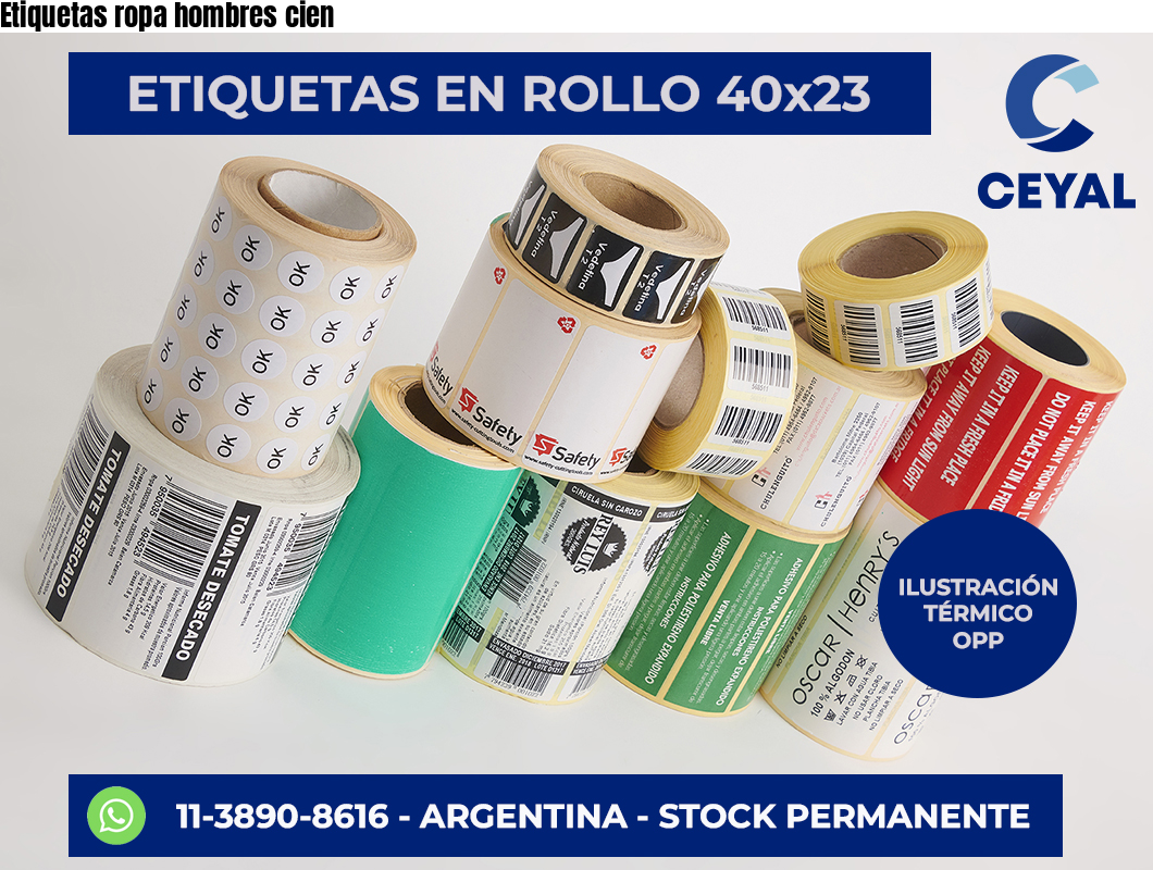 Etiquetas ropa hombres cien
