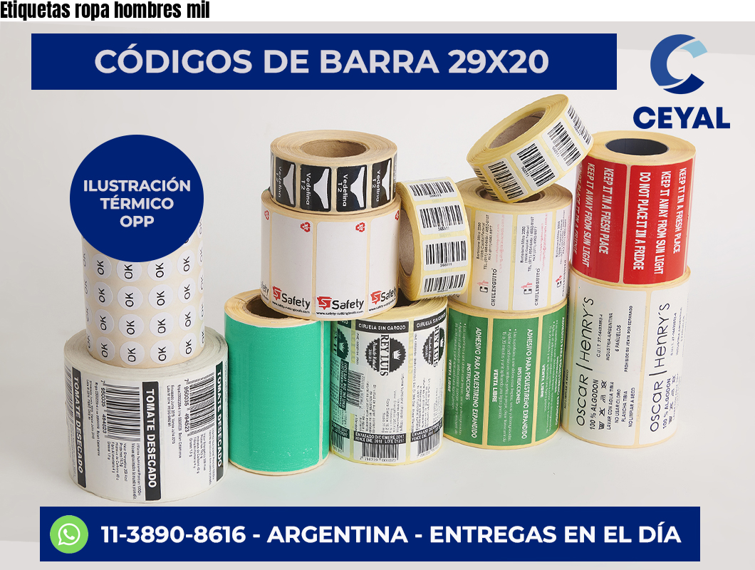 Etiquetas ropa hombres mil