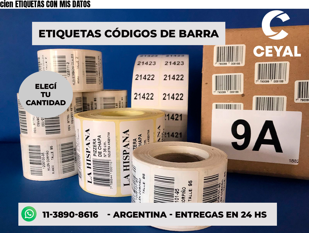 cien ETIQUETAS CON MIS DATOS