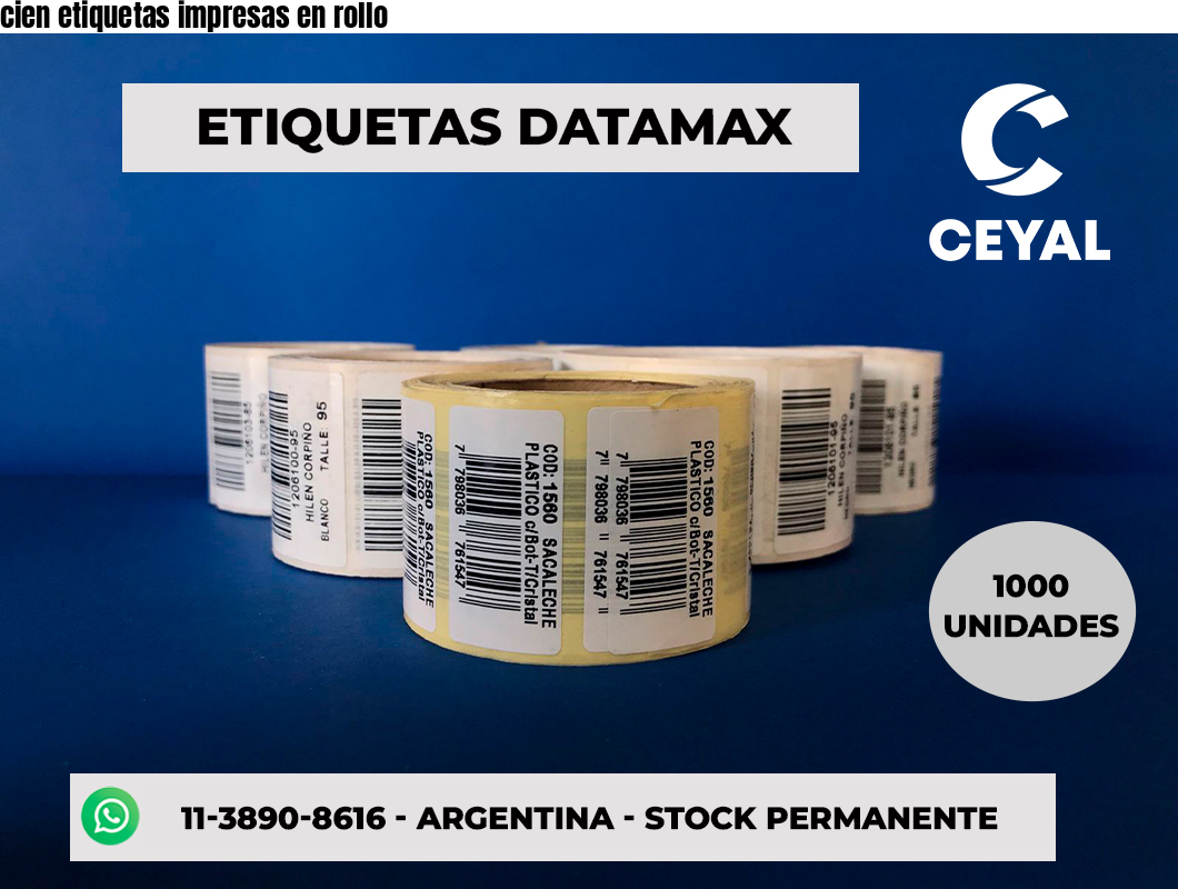 cien etiquetas impresas en rollo