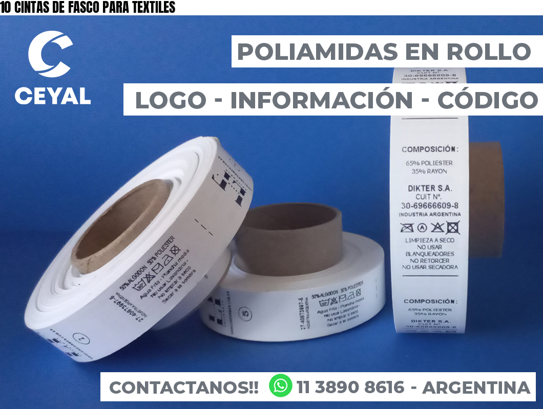 10 CINTAS DE FASCO PARA TEXTILES
