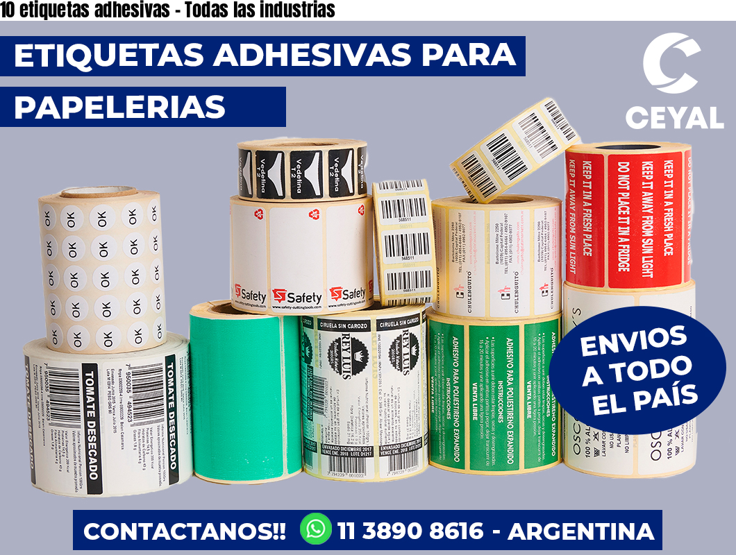 10 etiquetas adhesivas – Todas las industrias