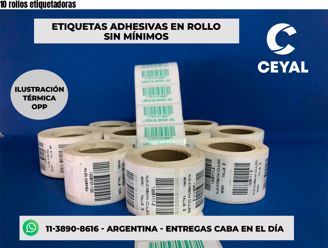 10 rollos etiquetadoras
