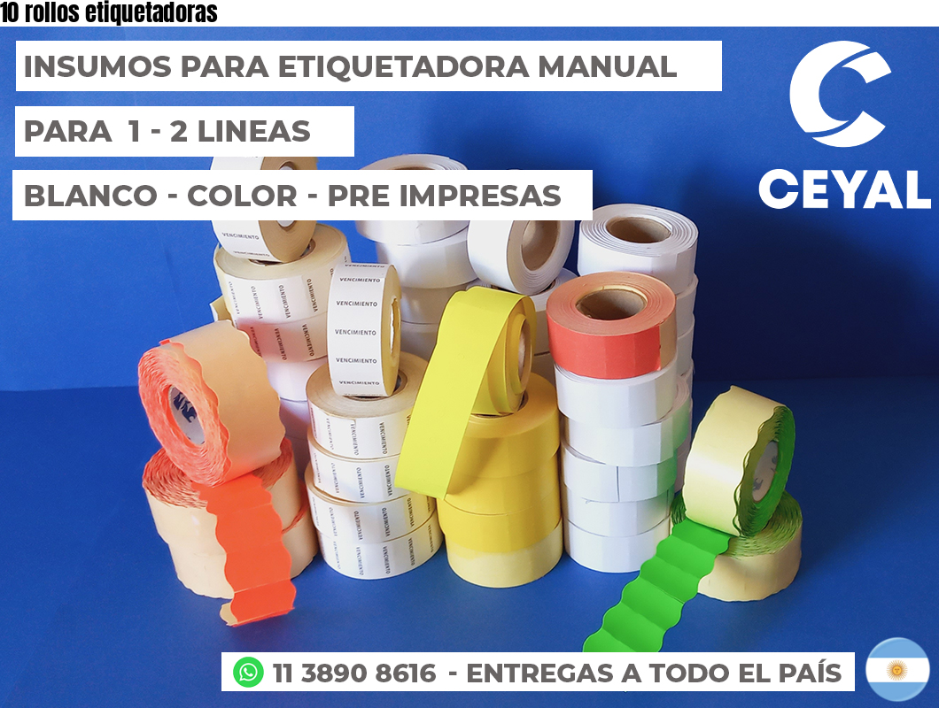 10 rollos etiquetadoras