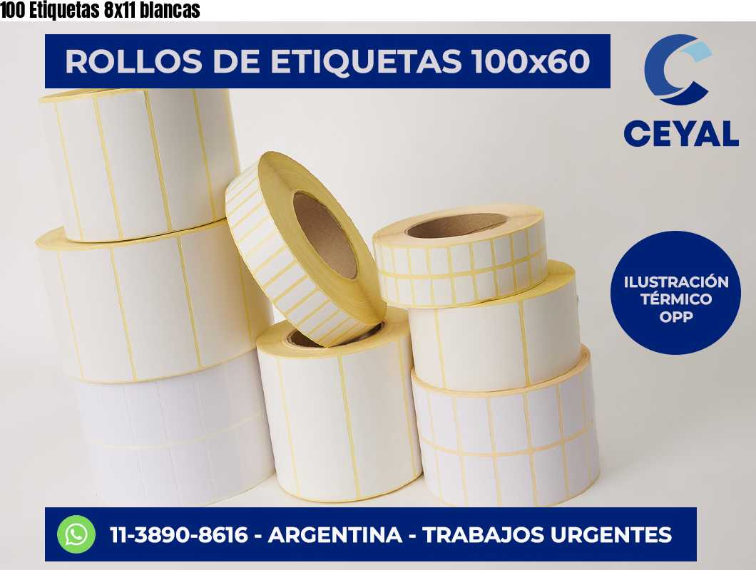 100 Etiquetas 8×11 blancas