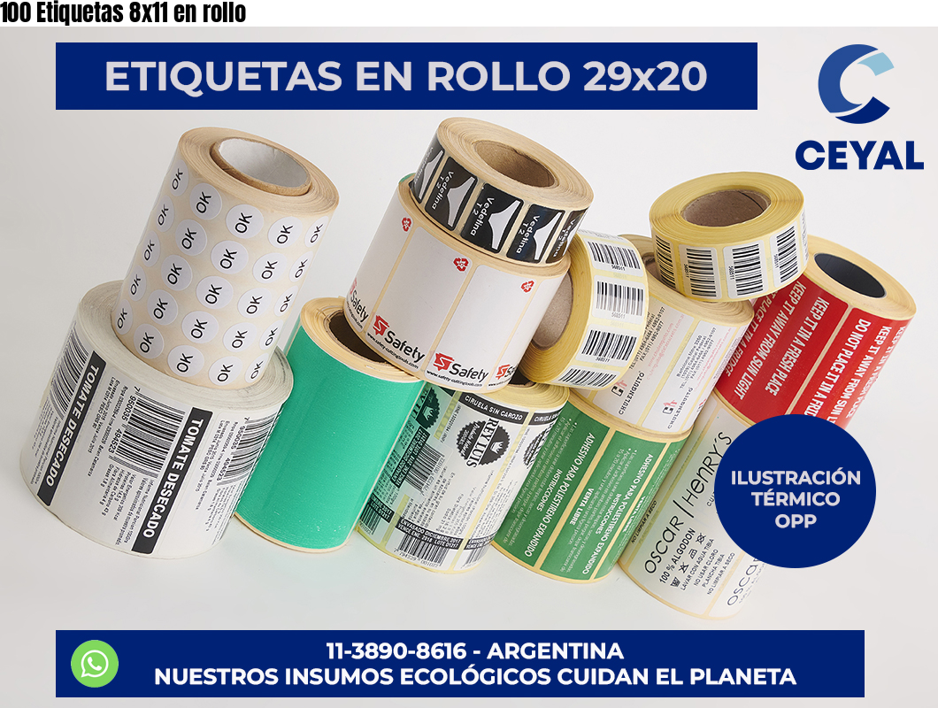 100 Etiquetas 8×11 en rollo