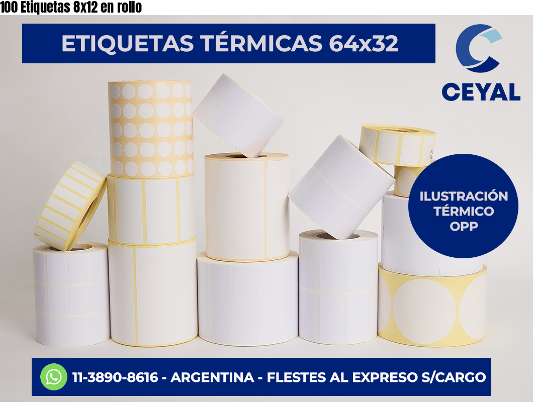 100 Etiquetas 8×12 en rollo