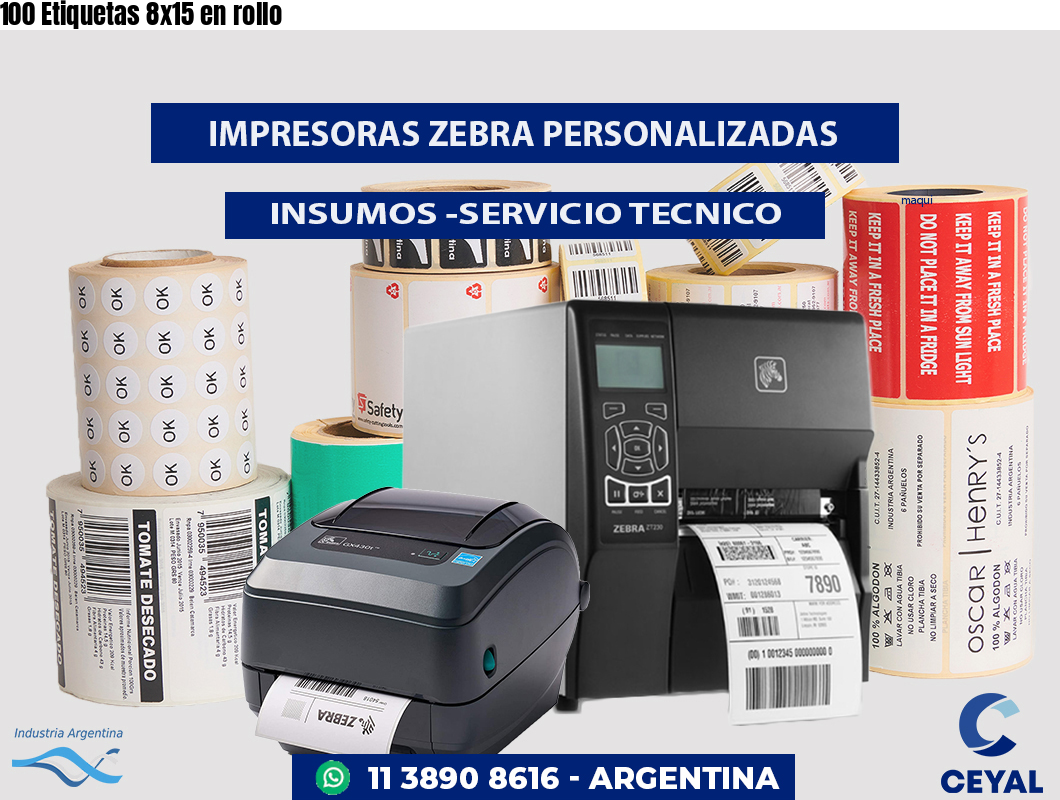 100 Etiquetas 8x15 en rollo