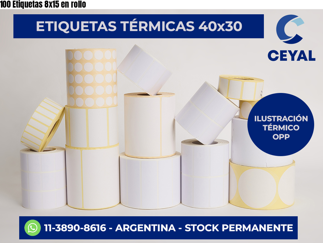 100 Etiquetas 8×15 en rollo