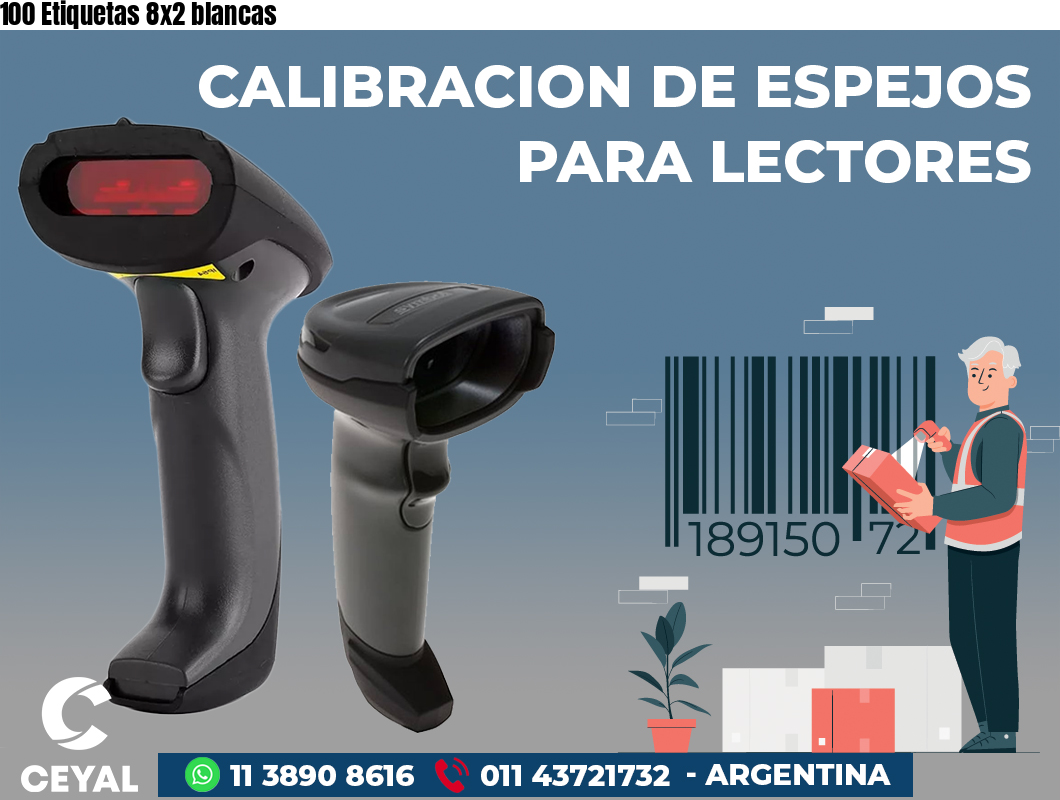 100 Etiquetas 8x2 blancas