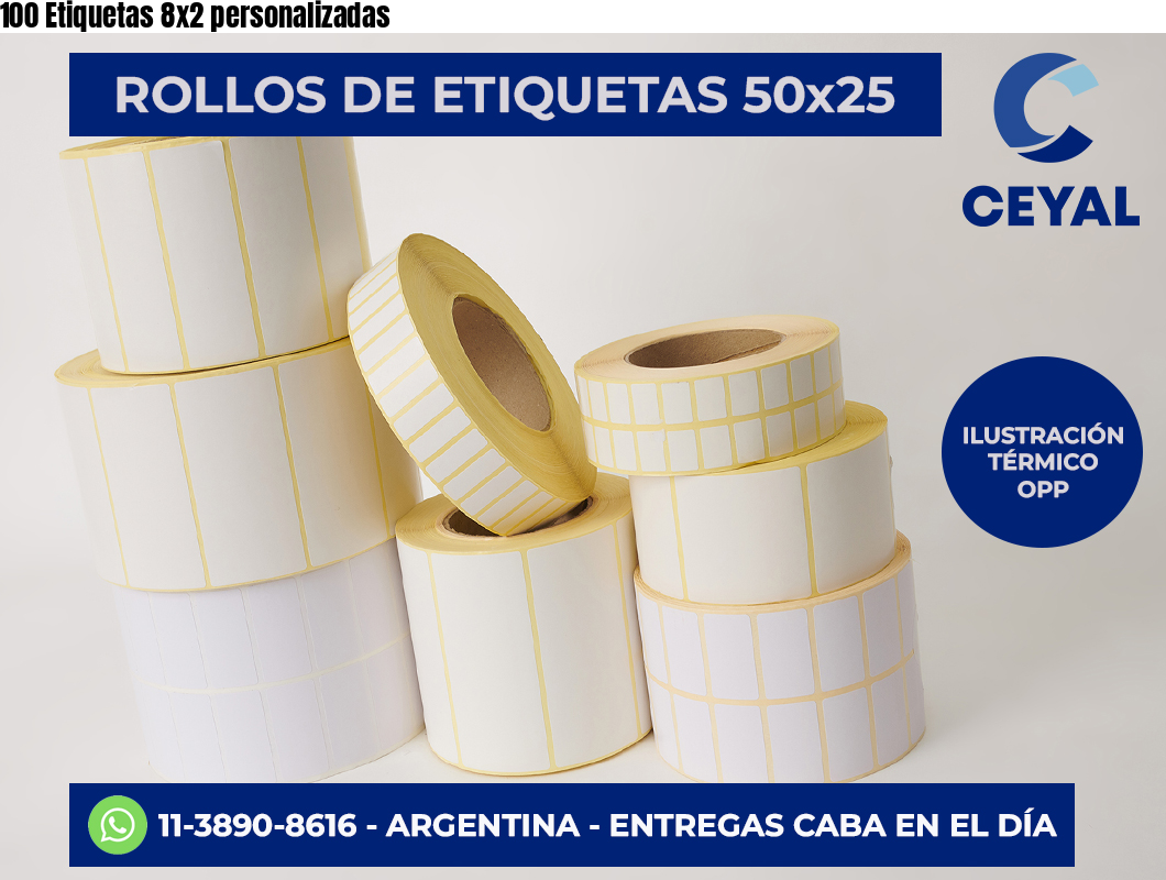 100 Etiquetas 8×2 personalizadas