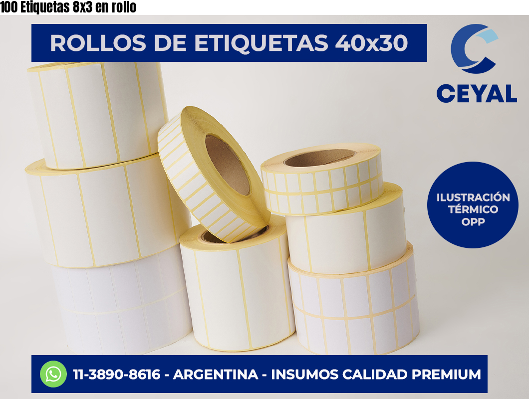 100 Etiquetas 8×3 en rollo