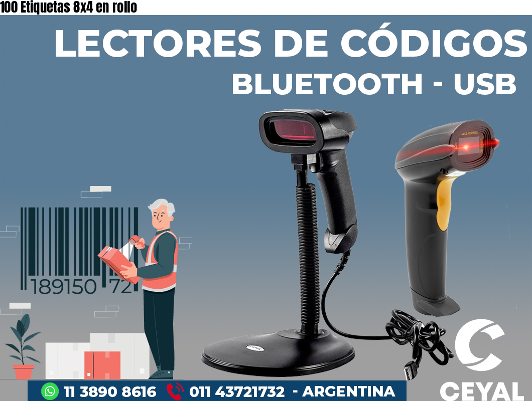 100 Etiquetas 8x4 en rollo