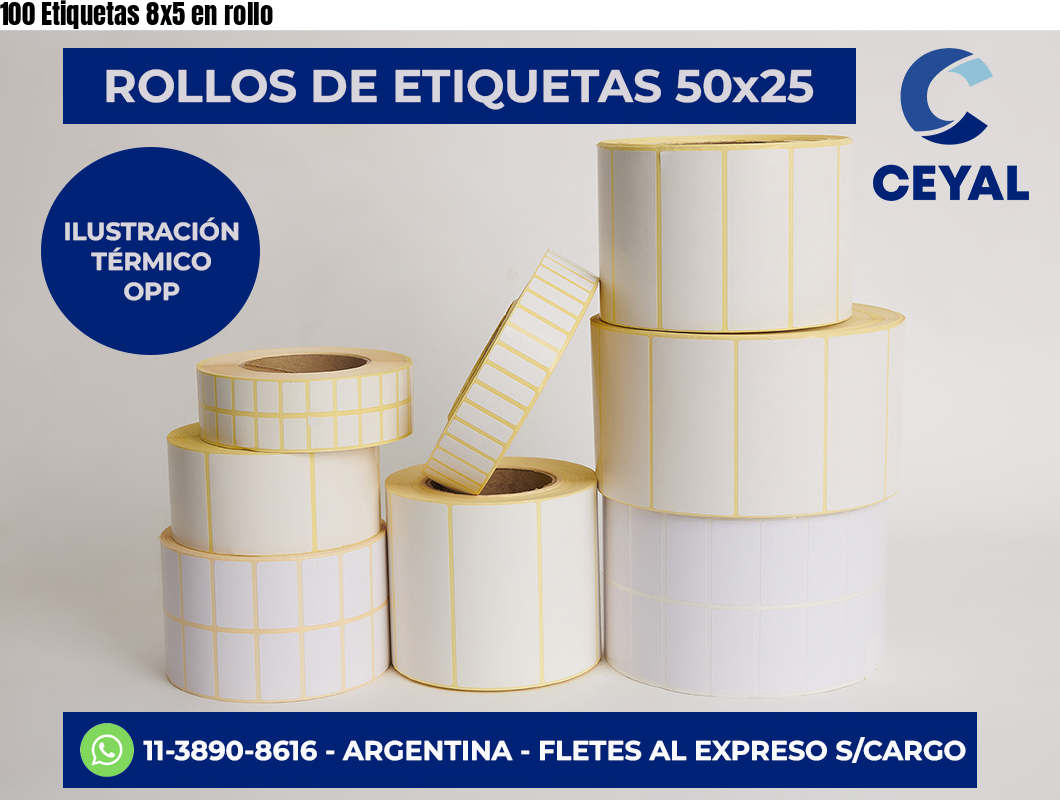 100 Etiquetas 8×5 en rollo