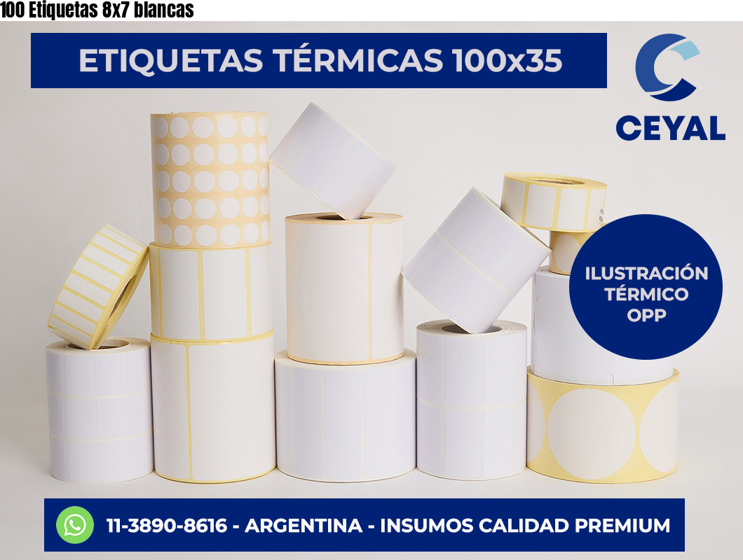 100 Etiquetas 8×7 blancas