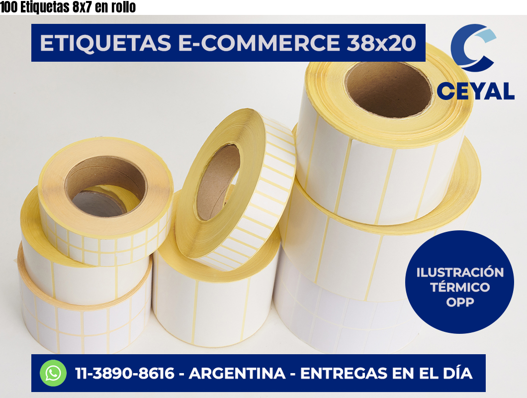 100 Etiquetas 8×7 en rollo