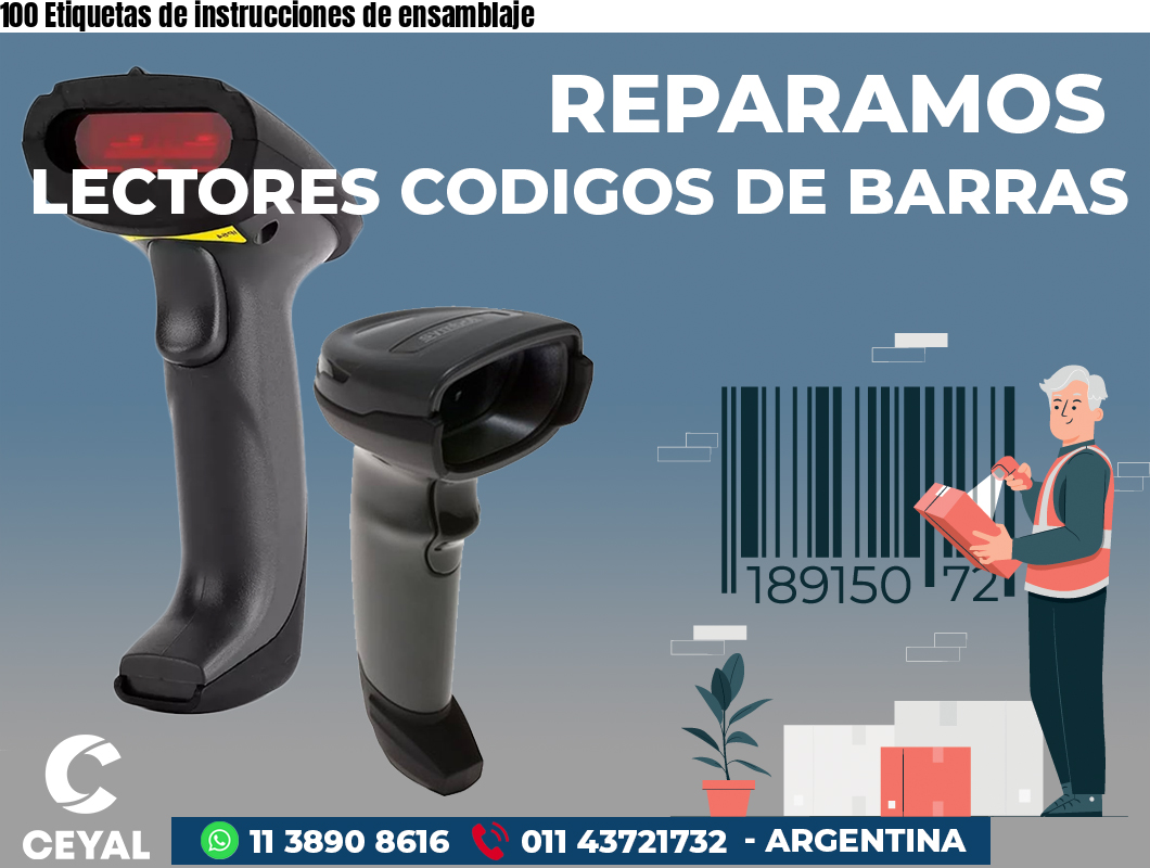 100 Etiquetas de instrucciones de ensamblaje