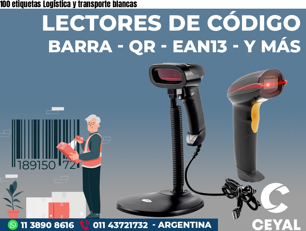 100 etiquetas Logística y transporte blancas