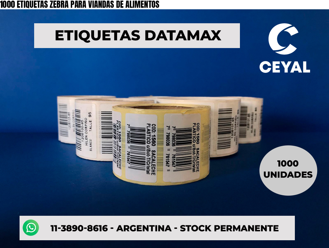 1000 ETIQUETAS ZEBRA PARA VIANDAS DE ALIMENTOS