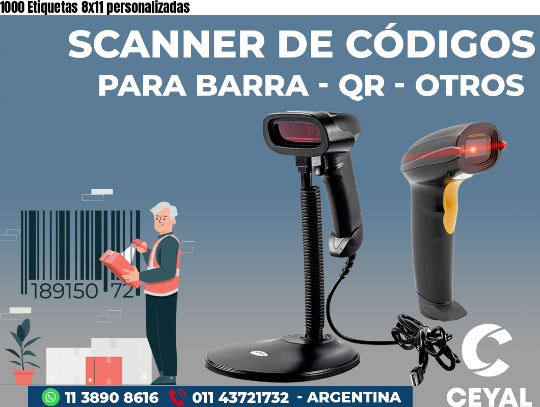 1000 Etiquetas 8x11 personalizadas