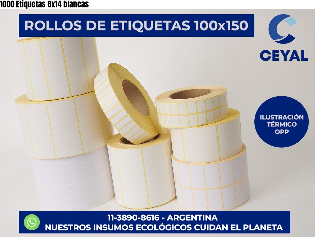 1000 Etiquetas 8×14 blancas