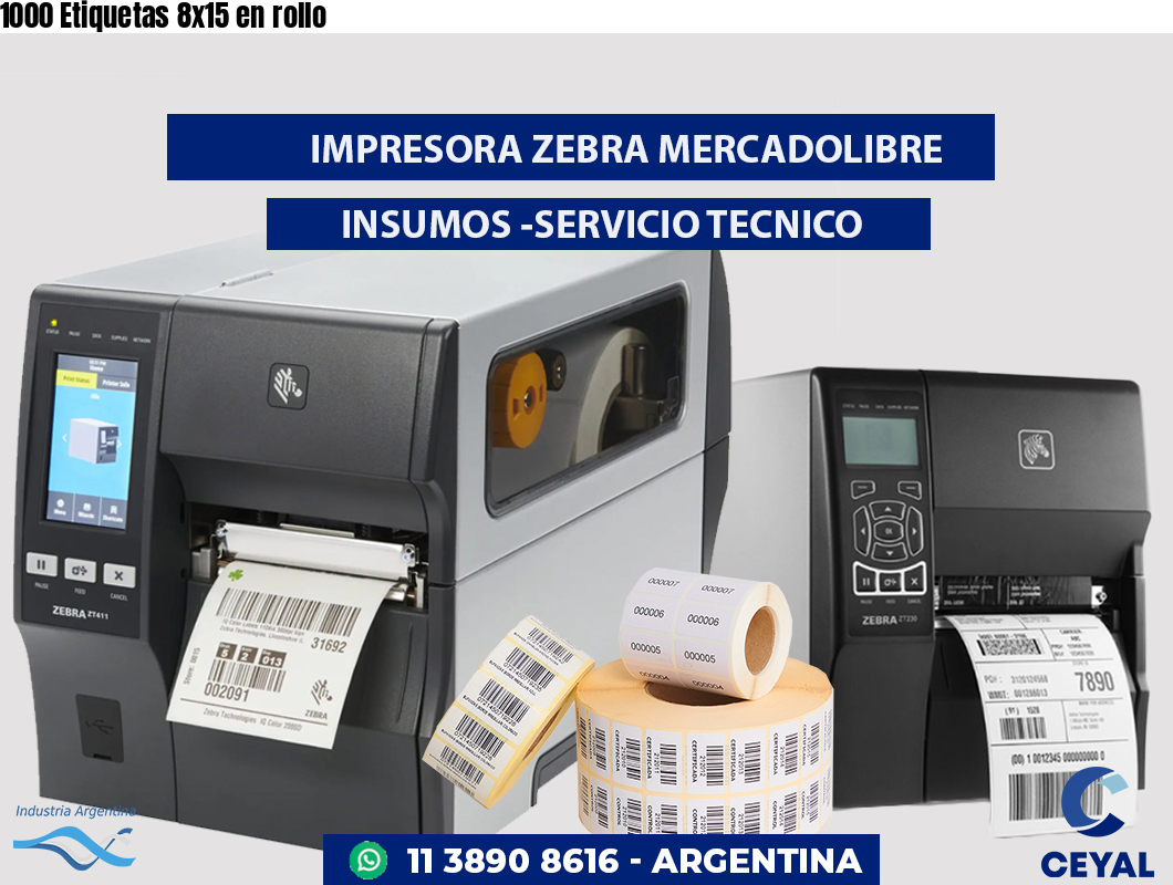 1000 Etiquetas 8x15 en rollo