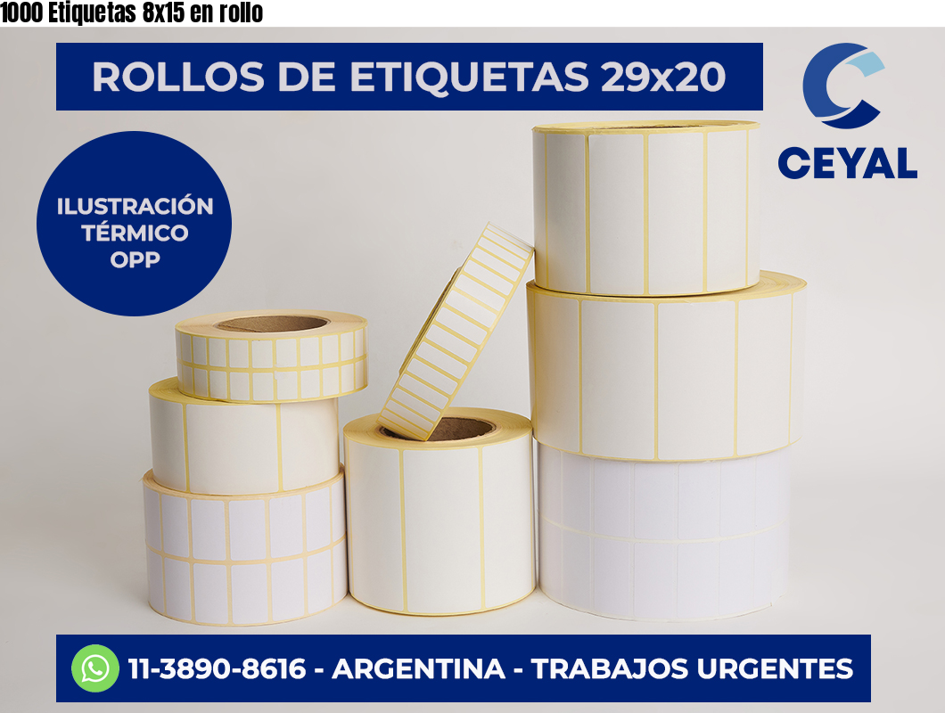 1000 Etiquetas 8×15 en rollo