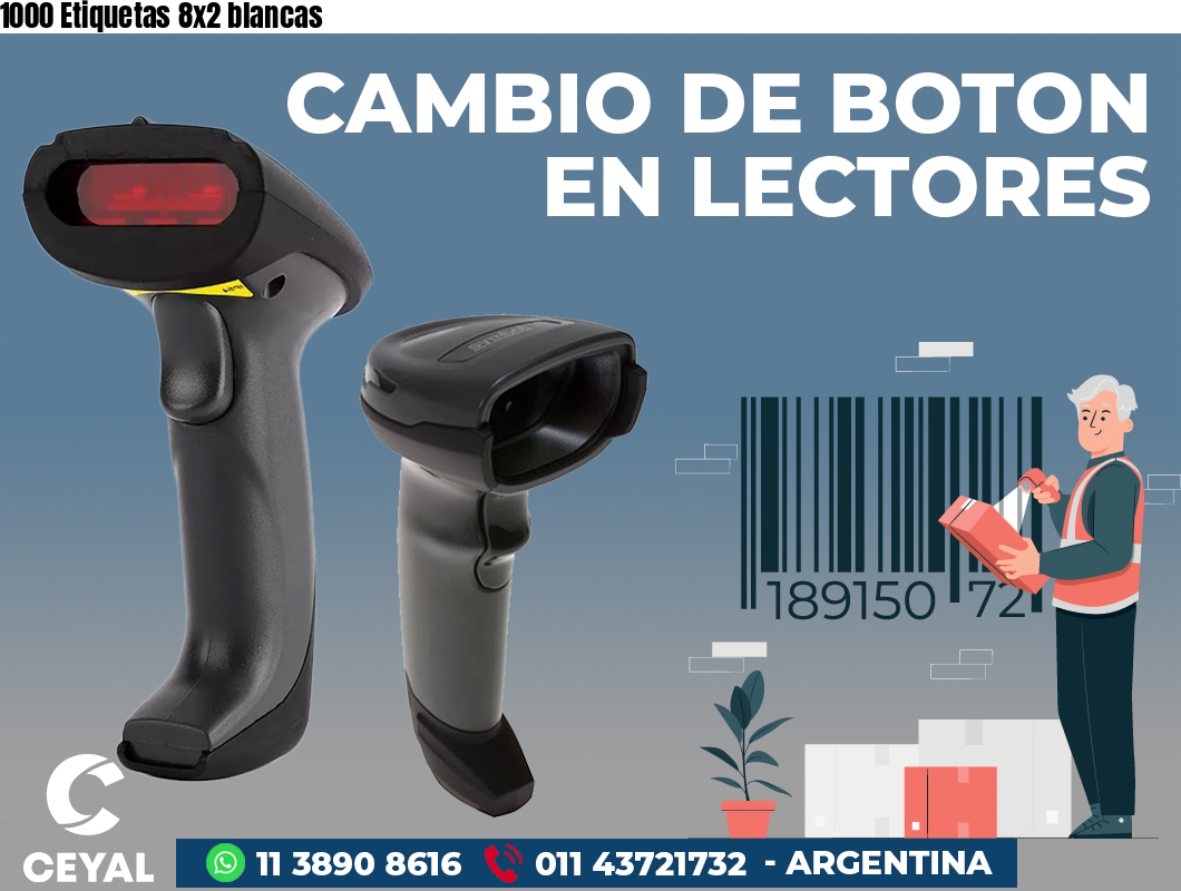 1000 Etiquetas 8x2 blancas
