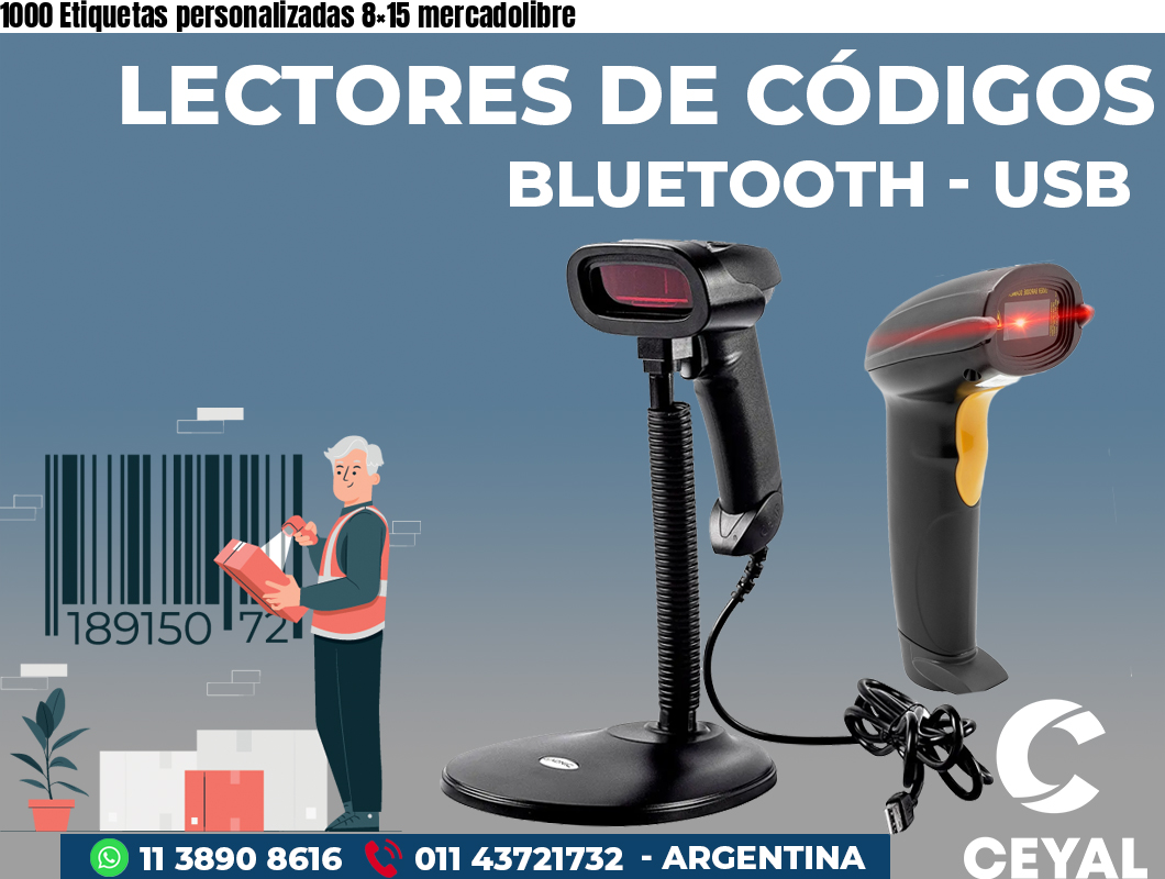 1000 Etiquetas personalizadas 8×15 mercadolibre