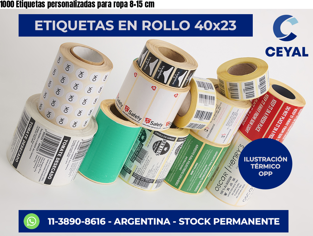 1000 Etiquetas personalizadas para ropa 8×15 cm
