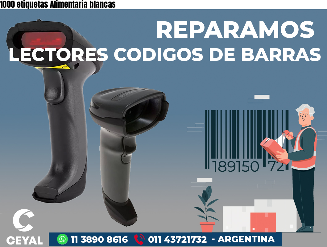 1000 etiquetas Alimentaria blancas