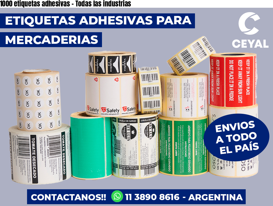 1000 etiquetas adhesivas – Todas las industrias