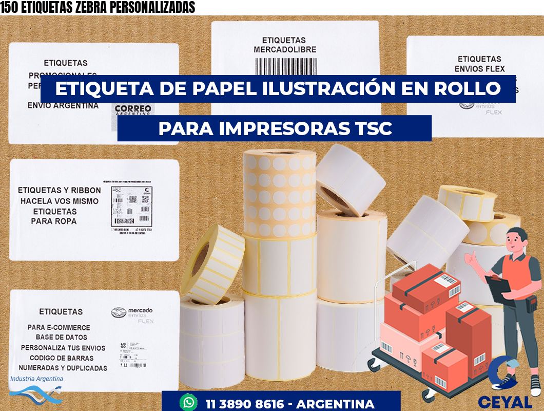 150 ETIQUETAS ZEBRA PERSONALIZADAS