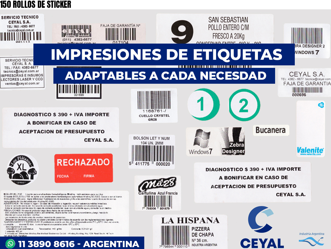 150 ROLLOS DE STICKER