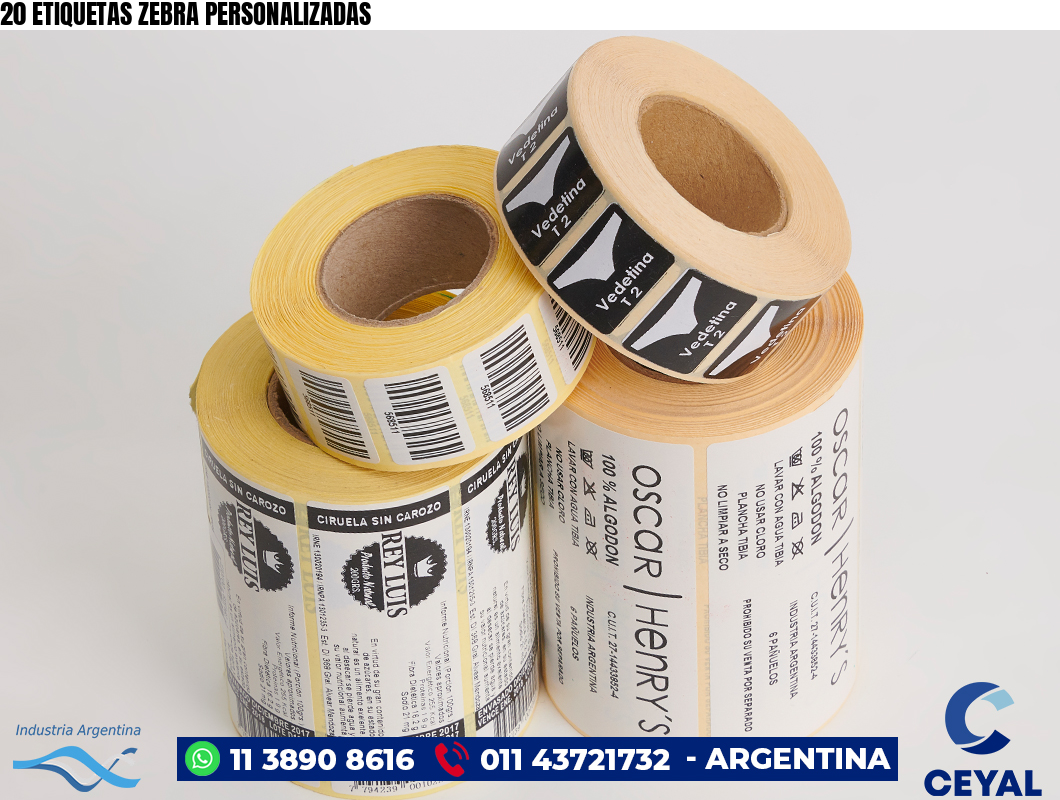 20 ETIQUETAS ZEBRA PERSONALIZADAS