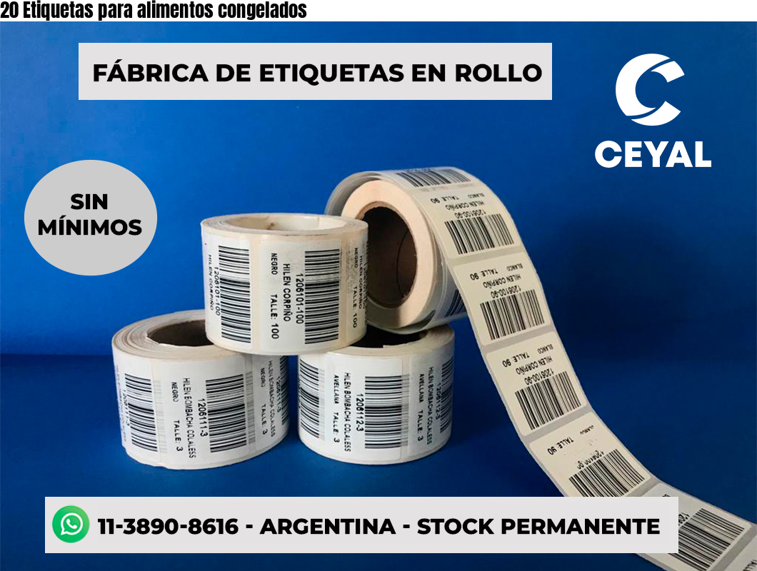20 Etiquetas para alimentos congelados