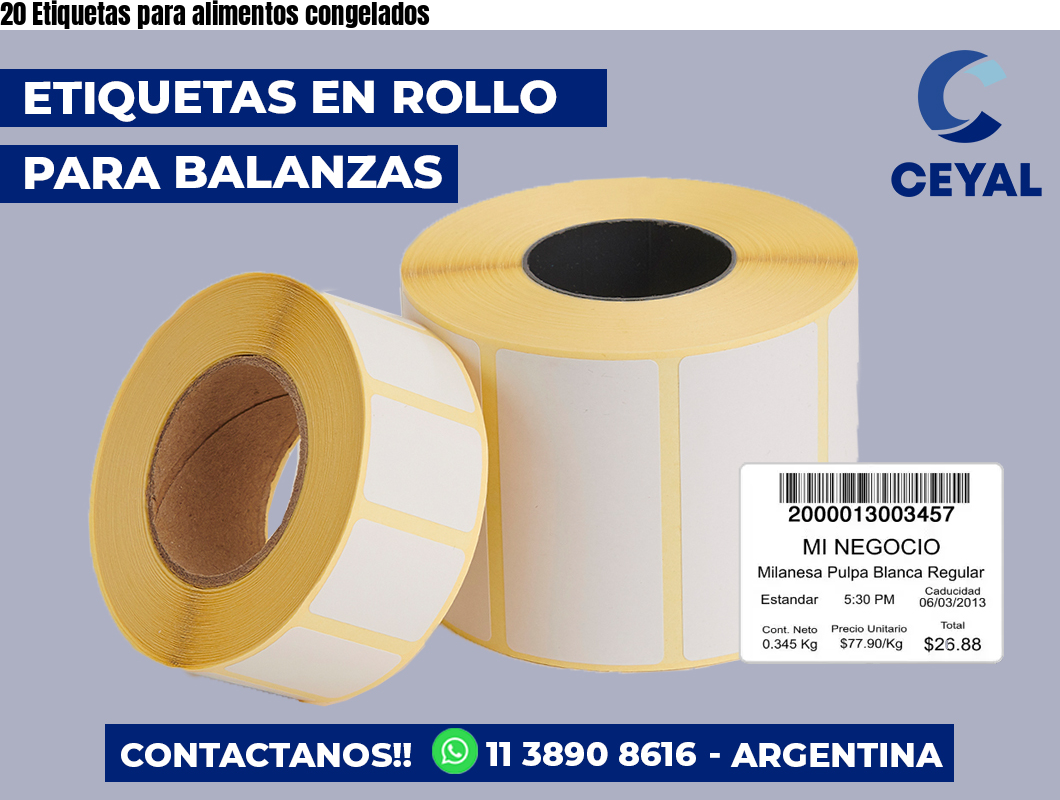20 Etiquetas para alimentos congelados