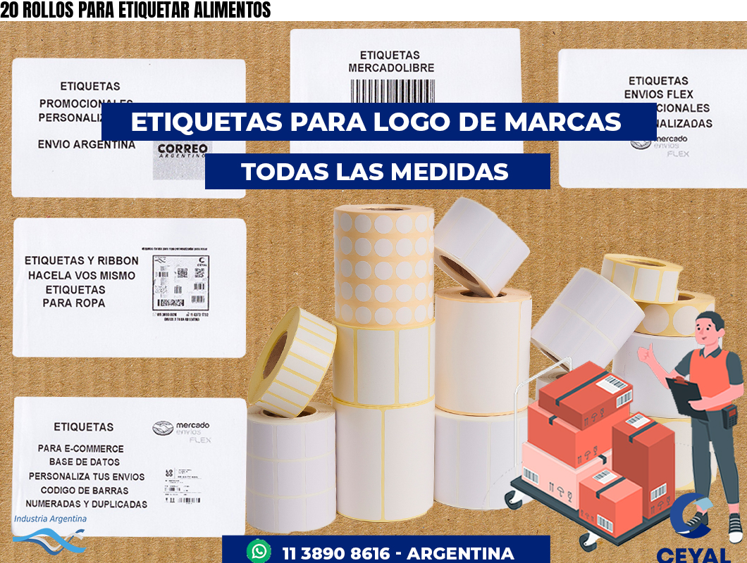 20 ROLLOS PARA ETIQUETAR ALIMENTOS