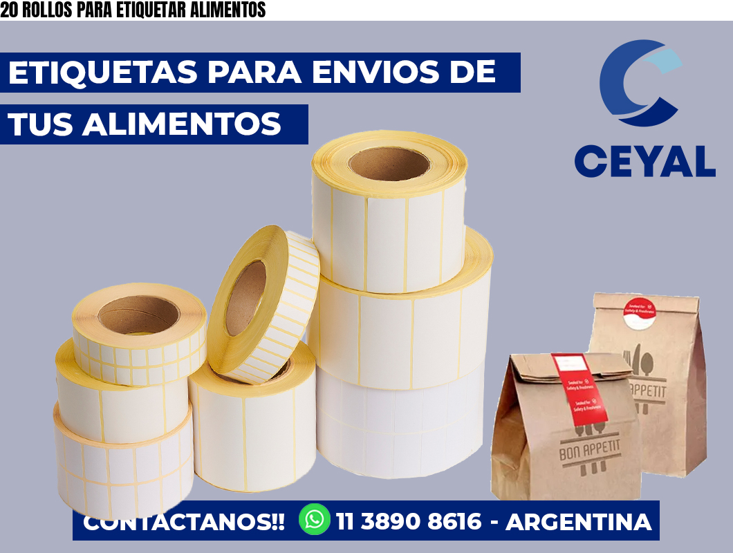20 ROLLOS PARA ETIQUETAR ALIMENTOS