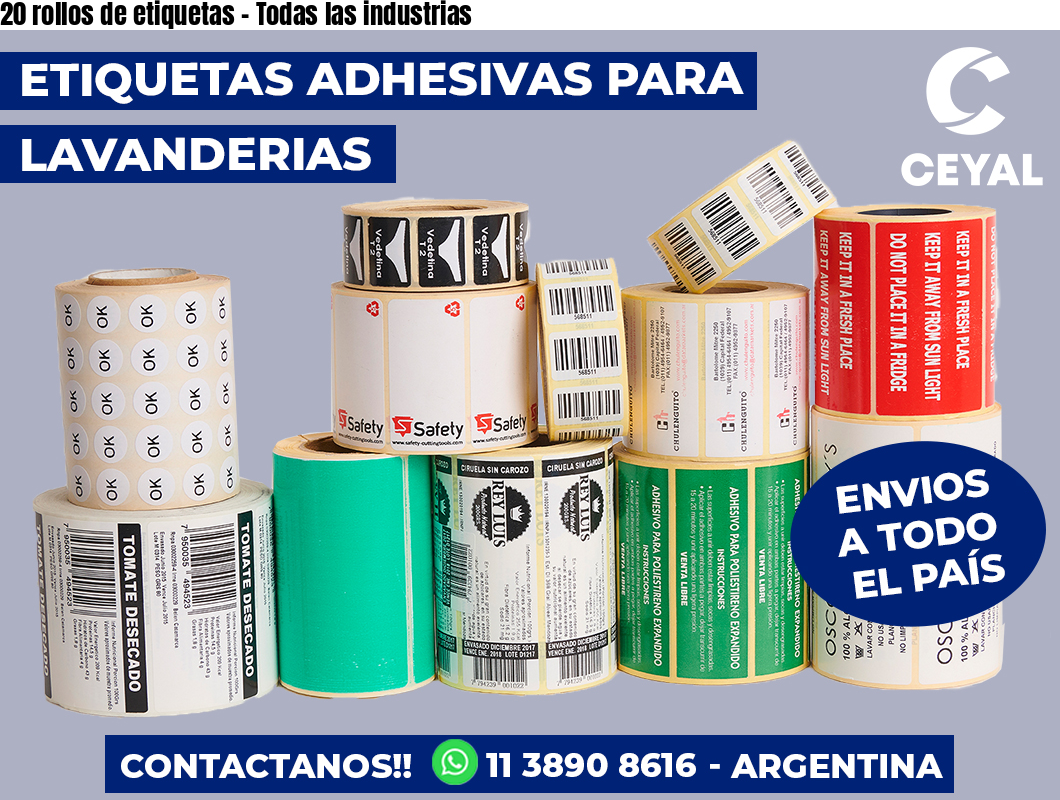 20 rollos de etiquetas – Todas las industrias