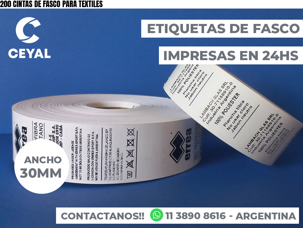 200 CINTAS DE FASCO PARA TEXTILES