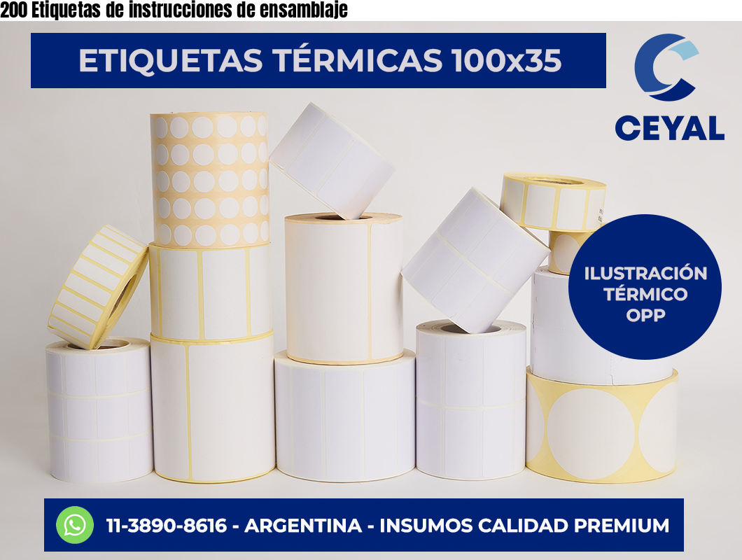 200 Etiquetas de instrucciones de ensamblaje