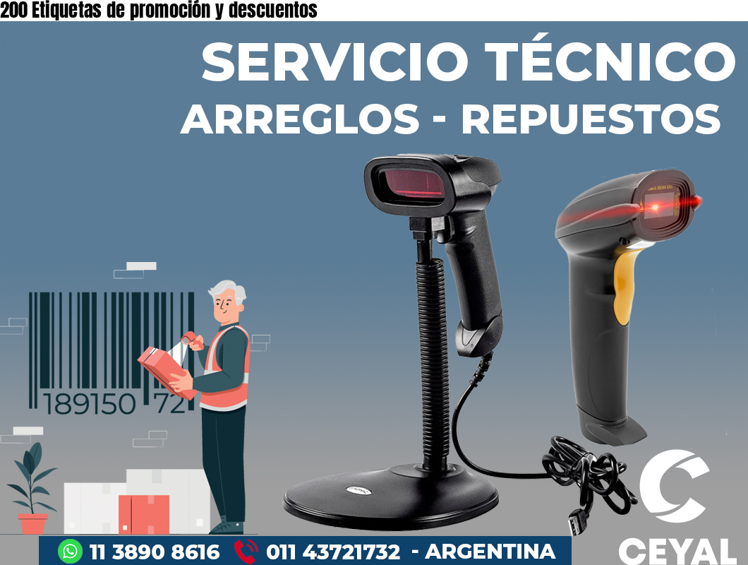 200 Etiquetas de promoción y descuentos