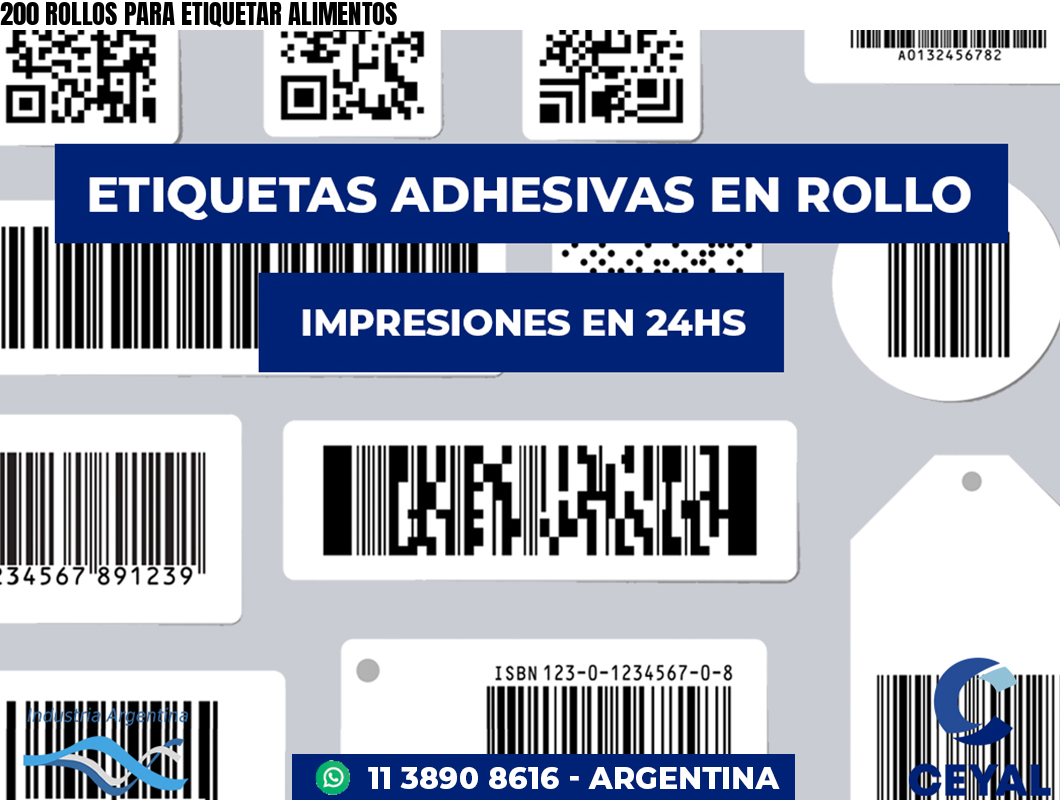 200 ROLLOS PARA ETIQUETAR ALIMENTOS